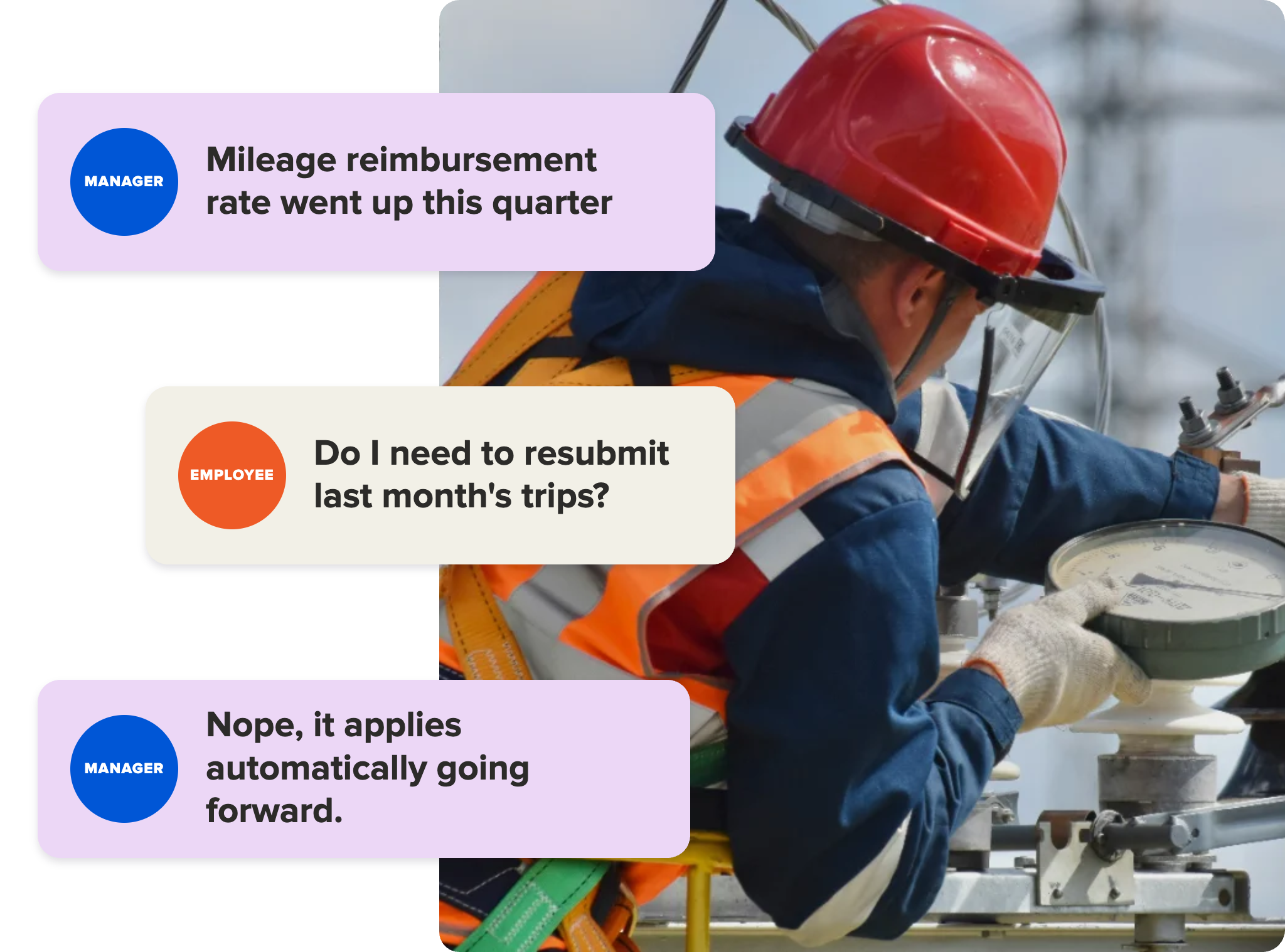 An example of a conversation with a frontline worker and their manager about safety training.