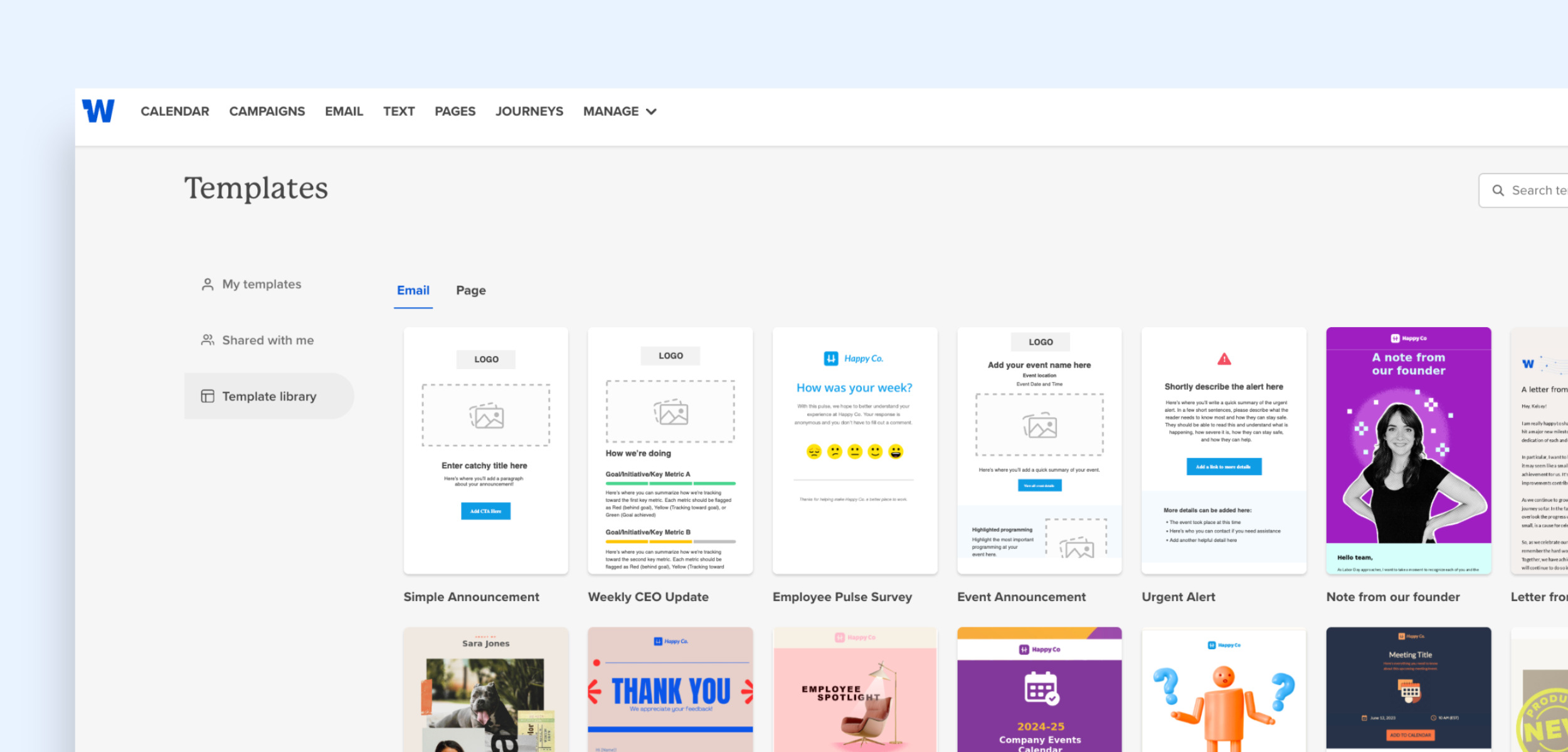 templates emails internal comms