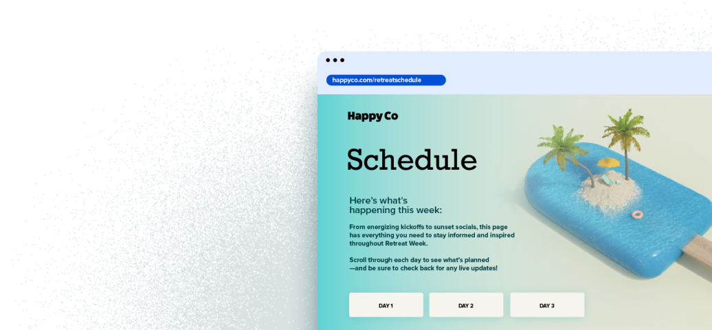 Pages Schedule Web page