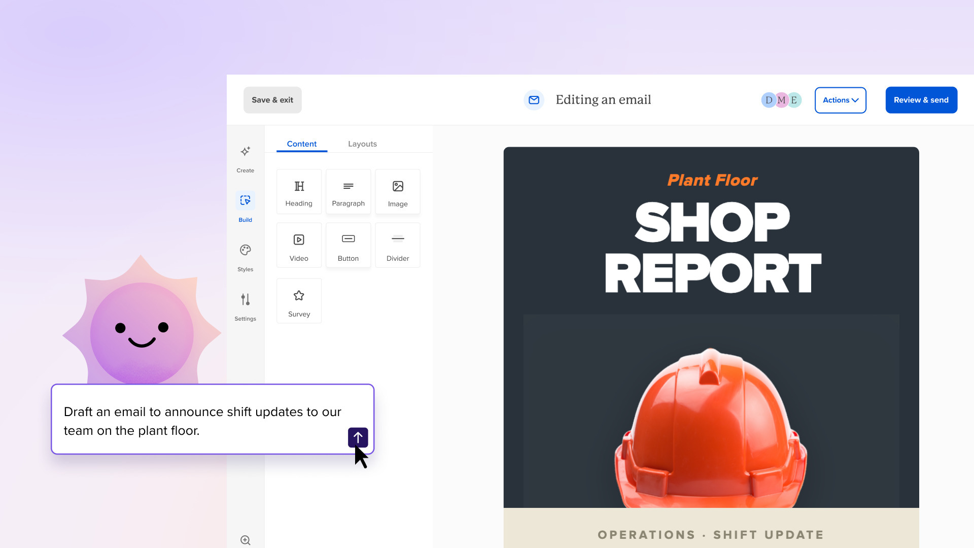 Manufacturing email creation with Cici