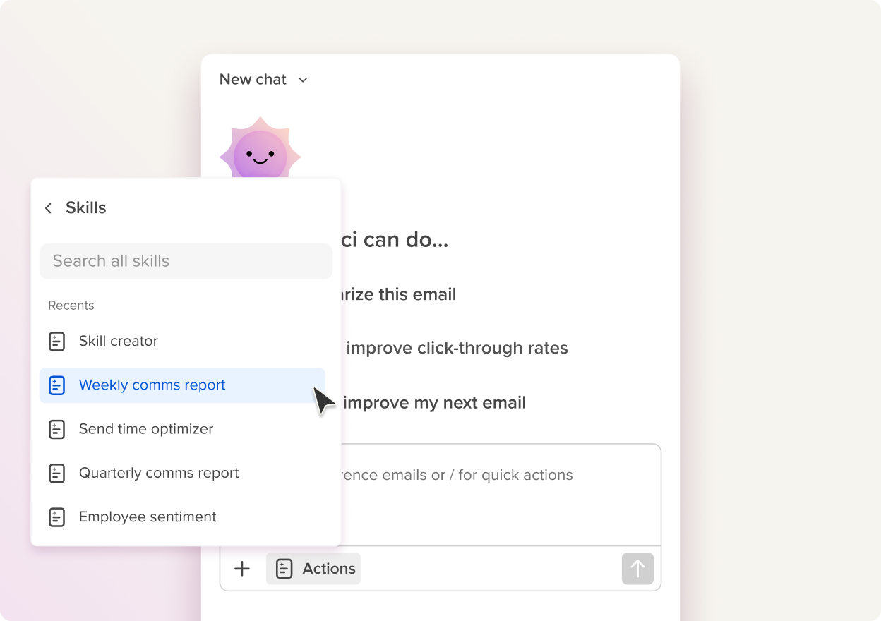 Run skills with our AI agent, Cici to automate your repeatable tasks
